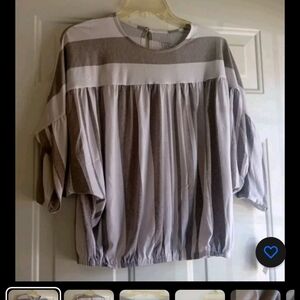 Womens Time & Tru Gray White Striped Top Size 4-6